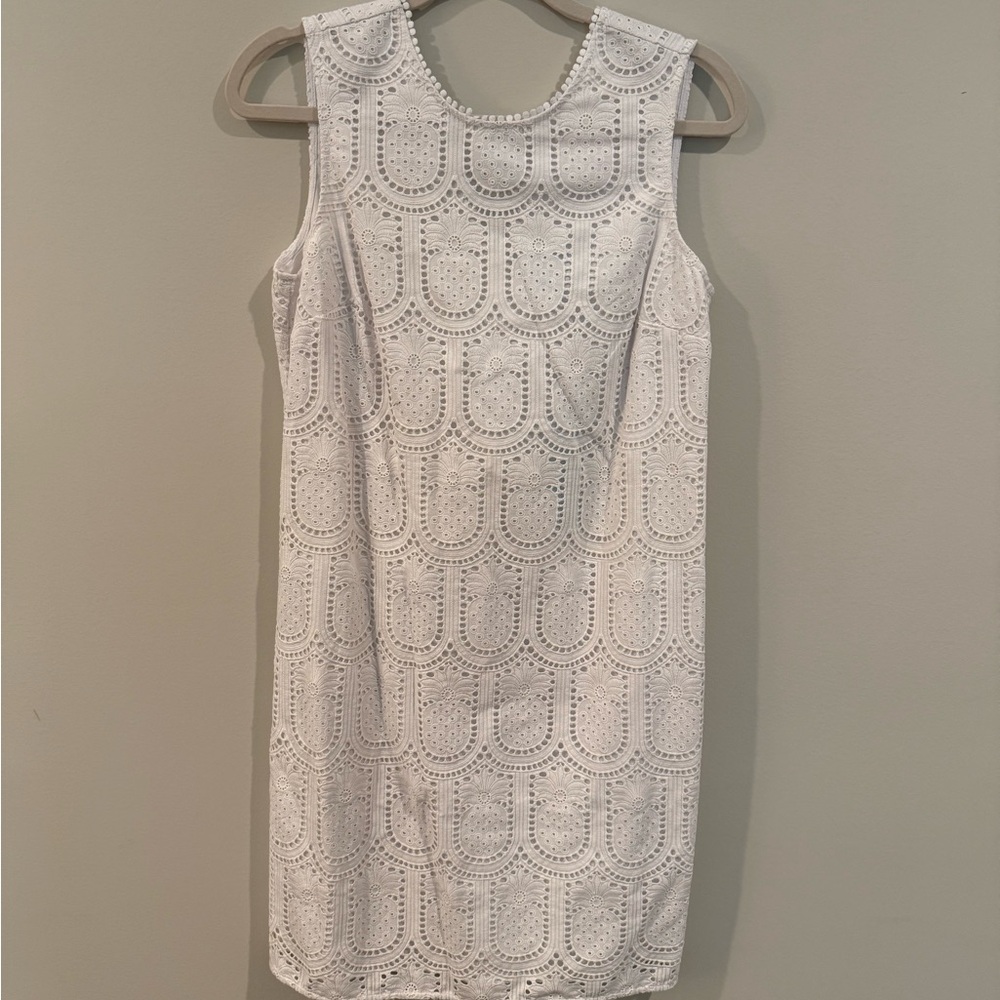 Draper James Pineapple Eyelet White Sleeveless Sheath Mini Dress Size 6 NWT